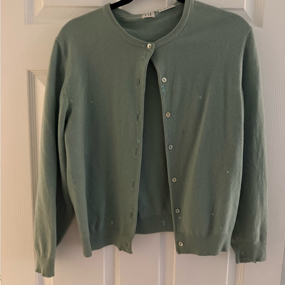 Turquoise Button-Up Vintage cashmere Cardigan